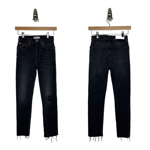 Re/Done | High Rise Stovepipe Jeans Comfort Stretch Lived In Black 25 - Picture 1 of 10